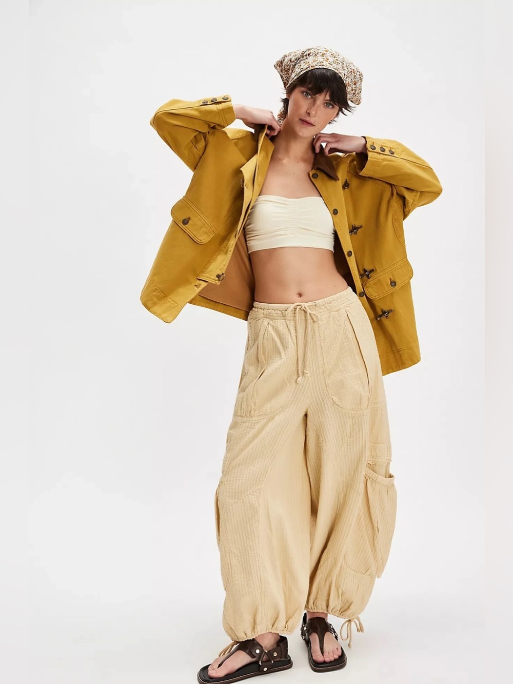 Free People Rush Effect Low Rise Parachute Pants